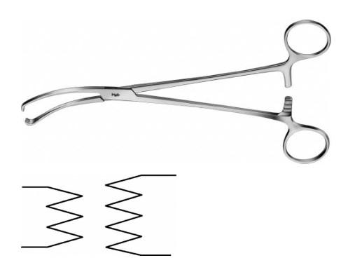 КОРНЦАНГ ТІЛІ ЗАХОПЛЮЮЧИЙ, ВИГНУТИЙ, 225 ММ, БРАНШІ: 3 X 4 ЗУБИ